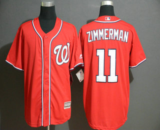Men's Washington Nationals #11 Ryan Zimmerman Red Stitched MLB Cool Base Jersey