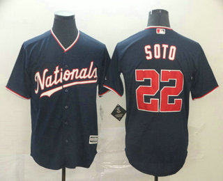 Men's Washington Nationals #22 Juan Soto NEW Navy Blue Stitched MLB Cool Base Jersey