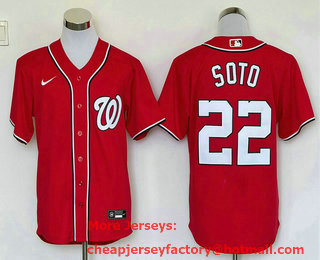 Men's Washington Nationals #22 Juan Soto Red Stitched MLB Cool Base Nike Jersey