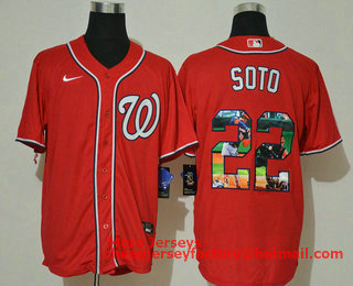 Men's Washington Nationals #22 Juan Soto Red Unforgettable Moment Stitched Fashion MLB Cool Base Nike Jersey
