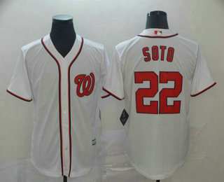 Men's Washington Nationals #22 Juan Soto White Stitched MLB Cool Base Jersey