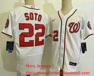 Men's Washington Nationals #22 Juan Soto White Stitched MLB Flex Base Nike Jersey 01