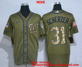 Men's Washington Nationals #31 Max Scherzer Green Salute To Service Stitched MLB Cool Base Nike Jersey