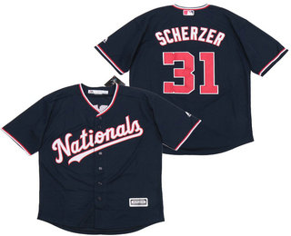 Men's Washington Nationals #31 Max Scherzer NEW Navy Blue Stitched MLB Cool Base Jersey