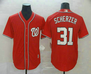 Men's Washington Nationals #31 Max Scherzer Red Stitched MLB Cool Base Jersey
