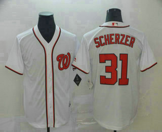 Men's Washington Nationals #31 Max Scherzer White Stitched MLB Cool Base Jersey
