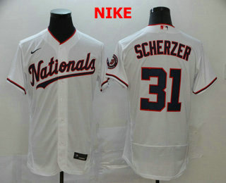 Men's Washington Nationals #31 Max Scherzer White Stitched MLB Flex Base Nike Jersey