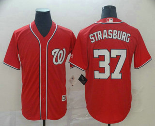 Men's Washington Nationals #37 Stephen Strasburg Red Stitched MLB Cool Base Jersey