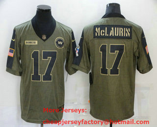 Men's Washington Redskins #17 Terry McLaurin 2021 Olive Salute To Service Limited Stitched Jersey