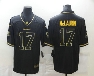 Men's Washington Redskins #17 Terry McLaurin Black 100th Season Golden Edition Jersey
