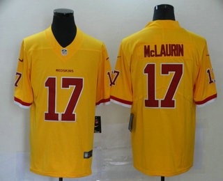 Men's Washington Redskins #17 Terry McLaurin Gold 2016 Color Rush Stitched NFL Nike Limited Jersey