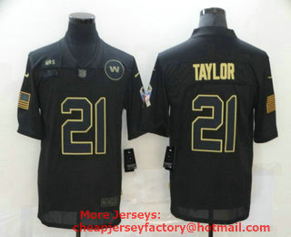 Men's Washington Redskins #21 Sean Taylor Black 2020 Salute To Service Stitched NFL Nike Limited Jersey