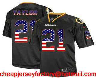 Men's Washington Redskins #21 Sean Taylor Black USA Flag Fashion Stitched NFL Nike Elite Jersey
