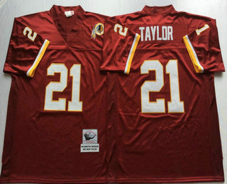 Men's Washington Redskins #21 Sean Taylor Burgundy Red Throwback Stitched NFL Jersey by Mitchell & Ness