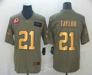Men's Washington Redskins #21 Sean Taylor Olive Gold 2019 Salute To Service Stitched NFL Nike Limited Jersey
