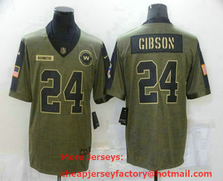 Men's Washington Redskins #24 Antonio Gibson 2021 Olive Salute To Service Limited Stitched Jersey