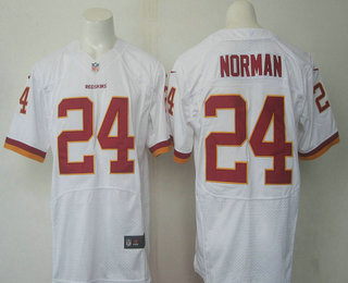 Men's Washington Redskins #24 Josh Norman Burgundy White Road NFL Nike Elite Jersey