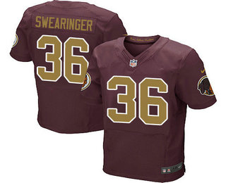 Men's Washington Redskins #36 D.J. Swearinger Red with Gold Alternate Stitched NFL Nike Elite Jersey