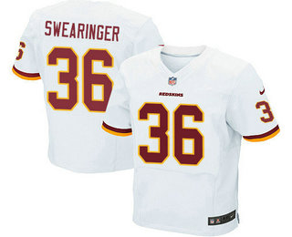 Men's Washington Redskins #36 D.J. Swearinger White Road Stitched NFL Nike Elite Jersey