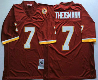 Men's Washington Redskins #7 Joe Theismann Red Mitchell & Ness Throwback Vintage Football Jersey