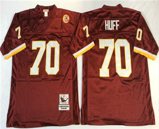 Men's Washington Redskins #70 Sam Huff Red Mitchell & Ness Throwback Vintage Football Jersey