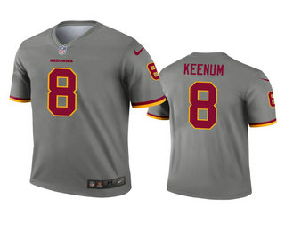 Men's Washington Redskins #8 Case Keenum Gray Inverted Legend Jersey