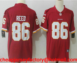 Men's Washington Redskins #86 Jordan Reed Burgundy Red 2017 Vapor Untouchable Stitched NFL Nike Limited Jersey