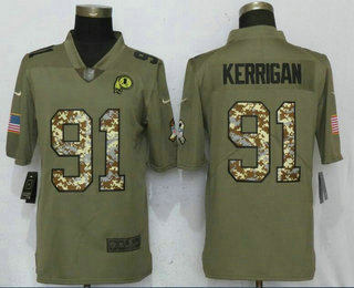 Men's Washington Redskins #91 Ryan Kerrigan Olive With Camo 2017 Salute To Service Stitched NFL Nike Limited Jersey