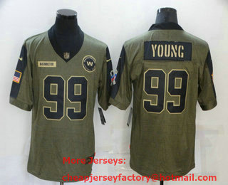 Men's Washington Redskins #99 Chase Young 2021 Olive Salute To Service Limited Stitched Jersey