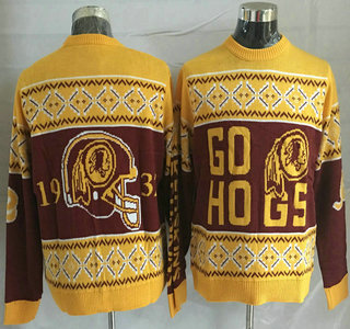 Men's Washington Redskins Red With Yellow NFL Sweater