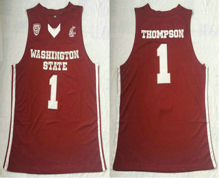 Men's Washington State Cougars #1 Klay Thompson Red College Basketball Jersey