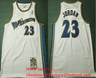 Men's Washington Wizards #23 Michael Jordan 2001-02 White Hardwood Classics Swingman Throwback Jersey