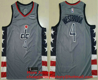 Men's Washington Wizards #4 Russell Westbrook Grey 2021 City Edition NBA Swingman Jersey With The Sponsor Logo
