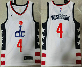 Men's Washington Wizards #4 Russell Westbrook NEW White 2020 City Edition NBA Swingman Jersey