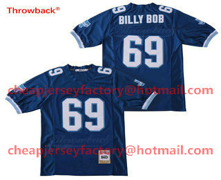 Men's West Canaan Coyotes #69 BILLY BOB Blue Stitched Football Jersey