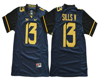 Men's West Virginia Mountaineers #13 David Sills V Navy Blue Limited College Football Stitched Nike NCAA Jersey