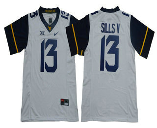 Men's West Virginia Mountaineers #13 David Sills V White Limited College Football Stitched Nike NCAA Jersey