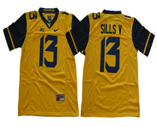 Men's West Virginia Mountaineers #13 David Sills V Yellow Limited College Football Stitched Nike NCAA Jersey