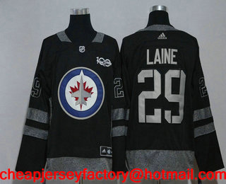 Men's Winnipeg Jets #29 Patrik Laine Black Fashion 2017-2018 Hockey Stitched NHL 100th Jersey