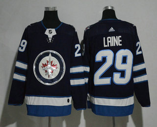 Men's Winnipeg Jets #29 Patrik Laine Blue With Handwork Sequin Fashion Team Logo Home 2017-2018 Hockey Stitched NHL Jersey