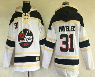 Men's Winnipeg Jets #31 Ondrej Pavelec White 2017 Winter Classic Stitched NHL Old Time Hockey Hoodie