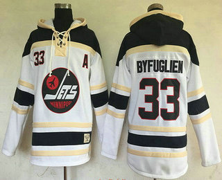 Men's Winnipeg Jets #33 Dustin Byfuglien White 2017 Winter Classic Stitched NHL Old Time Hockey Hoodie