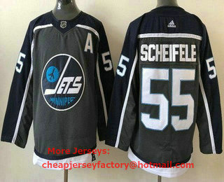 Men's Winnipeg Jets #55 Mark Scheifele Gray 2021 Reverse Retro Stitched NHL Jersey