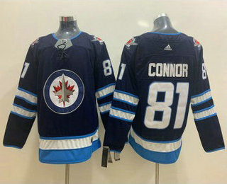 Men's Winnipeg Jets #81 Kyle Connor Navy Blue Adidas Stitched NHL Jersey