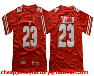 Men's Wisconsin Badgers #23 Jonathan Taylor Red Stitched College Football 2017 Under Armour NCAA Jersey