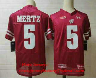 Men's Wisconsin Badgers #5 Graham Mertz Red College Football Jersey