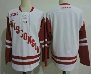 Men's Wisconsin Badgers Blank White College Football Stitched Under Armour NCAA Hoodie