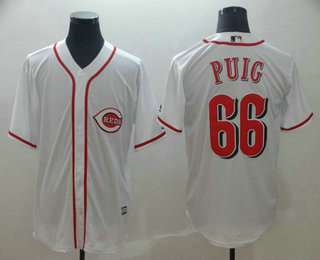 Men's Cincinnati Reds #66 Yasiel Puig White Home Stitched MLB Cool Base Jersey