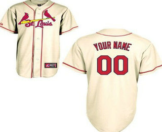 Mens' St. Louis Cardinals Customized Cream Jersey