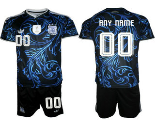 Mens Argentina National 2026 World Cup Soccer Black Away Custom Jersey Suit